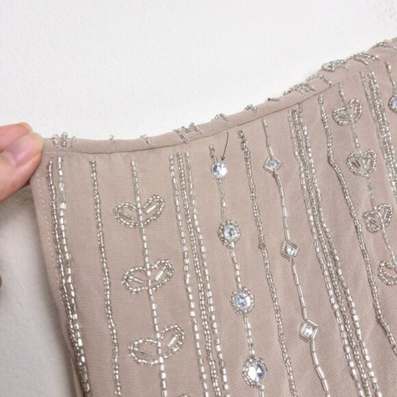 NWT Mac Duggal Beaded Cap Sleeve Column Midi Dress 16 Dark Mocha 93649 - Picture 7 of 15